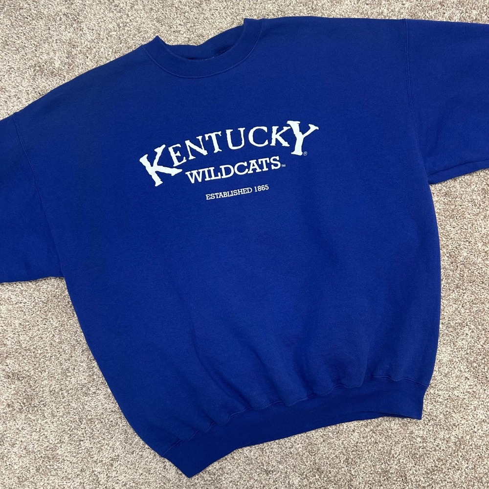 Vintage Kentucky Wildcats UK Crewneck Sweatshirt Size XL Blue Franklin Spellout